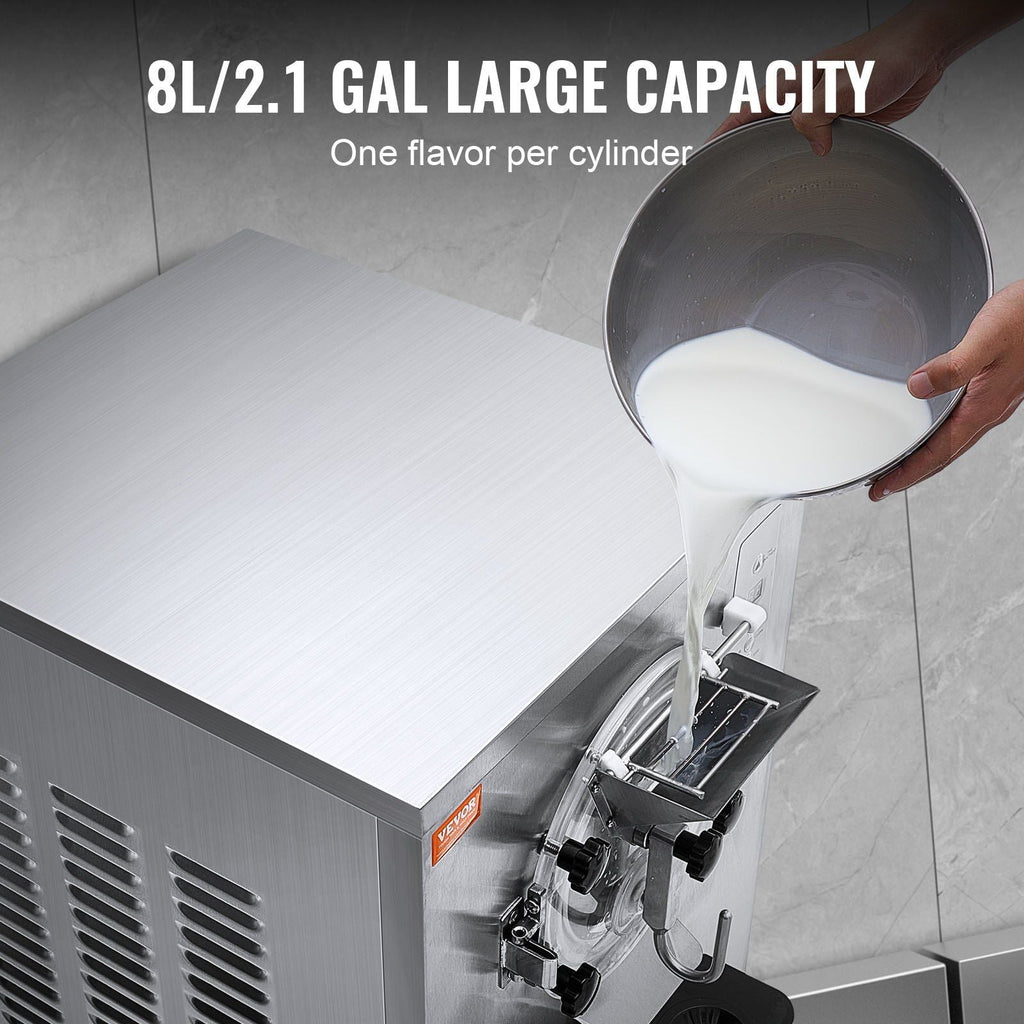 20–25L/H Commercial Ice Cream Machine, 2400W Hard Serve Maker, 8L Stainless Steel Cylinder with Adjustable Hardness & Auto Clean, DOBA-IC25