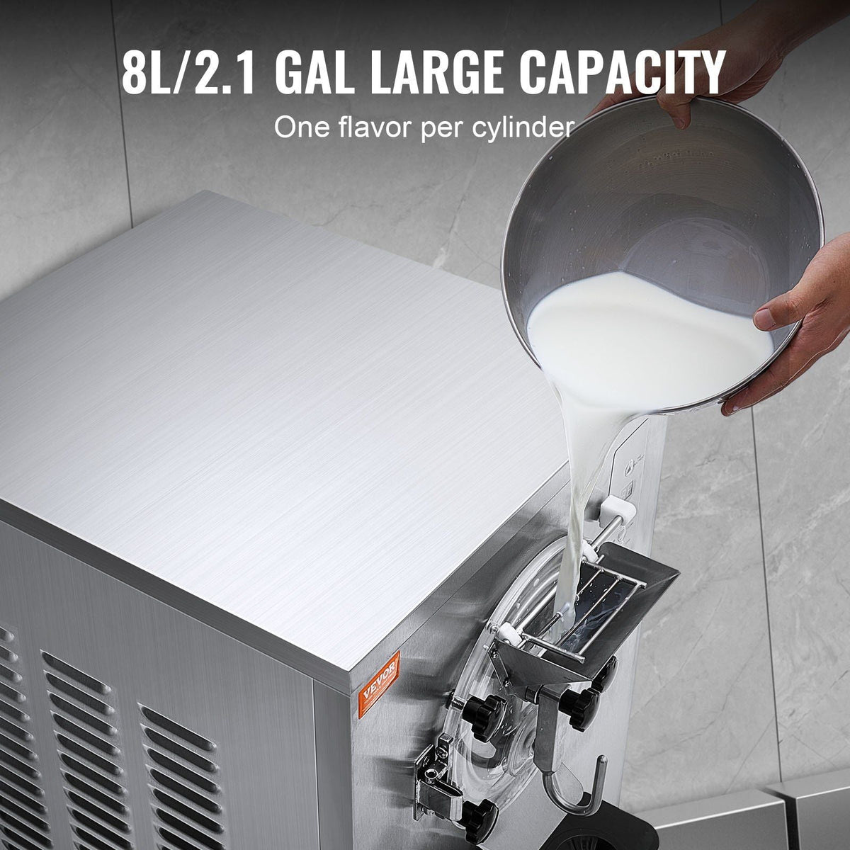 20–25L/H Commercial Ice Cream Machine, 2400W Hard Serve Maker, 8L Stainless Steel Cylinder with Adjustable Hardness & Auto Clean, DOBA-IC25