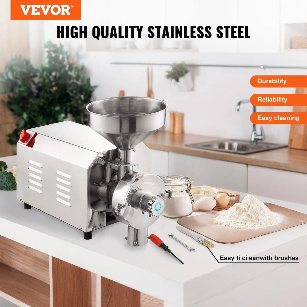 3000W Grain Grinding Mill, High-Power Food Processing Machine, Heavy-Duty Grain Grinder, DOBA-GM3000