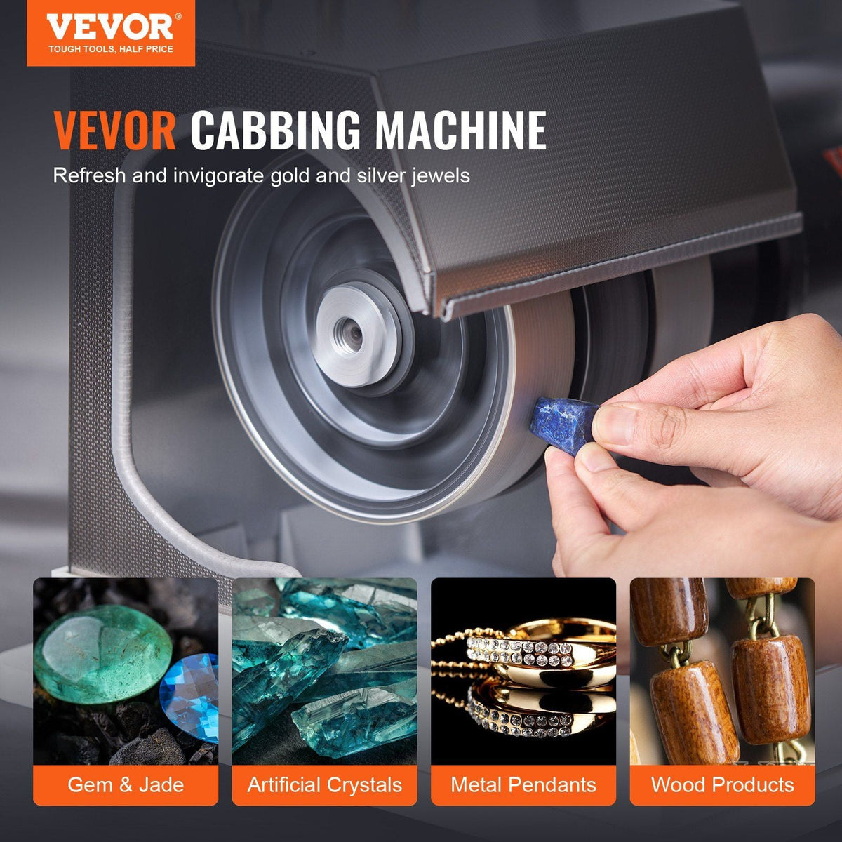 6" Cabbing Machine, 1/4HP 1800 RPM Lapidary Grinder Polisher, Lamp & Water Pump Included, Gem and Stone Faceting Machine, DOBA-CM6