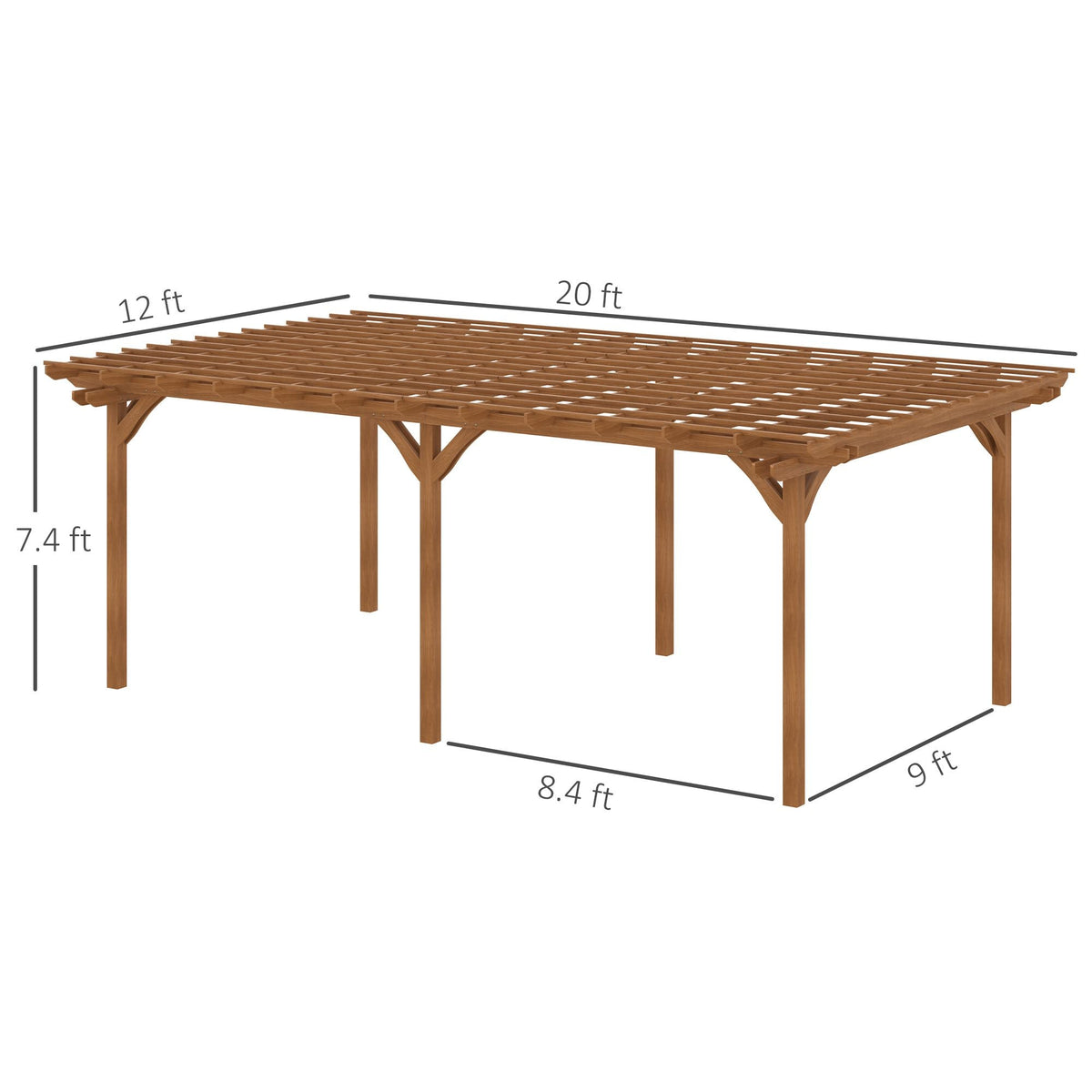20' x 12' Wooden Pergola Gazebo with Grape Trellis Design for Garden & Patio, DOBA-WPG2012