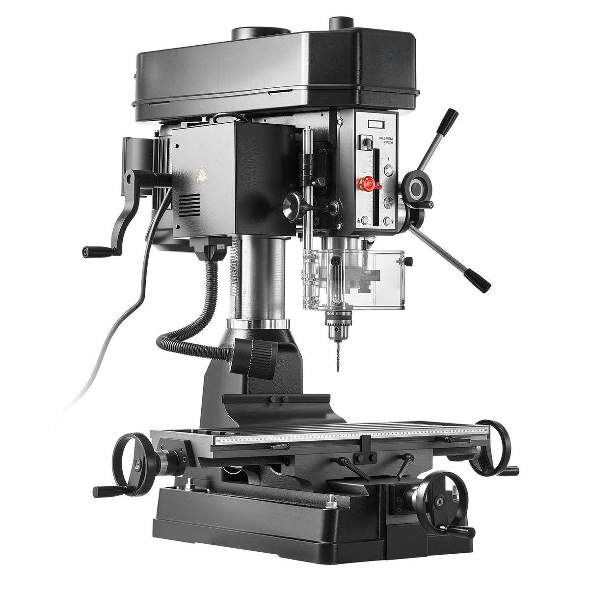 15.875-Inch Mill Drill Machine, 2 HP, Benchtop Milling Drill Press, 150-2560 RPM Adjustable Speed, with Rotating Vise, Laser and Work Light, Milling Drilling Machine, for Woodworking Light Metal