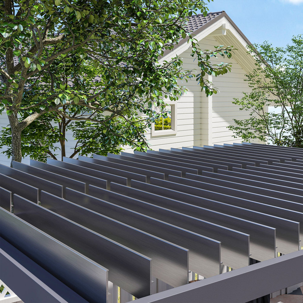 10' x 13' Adjustable Louvered Aluminum Pergola with Canopy, Curtains & Netting, Outsunny, DOBA-PG1013