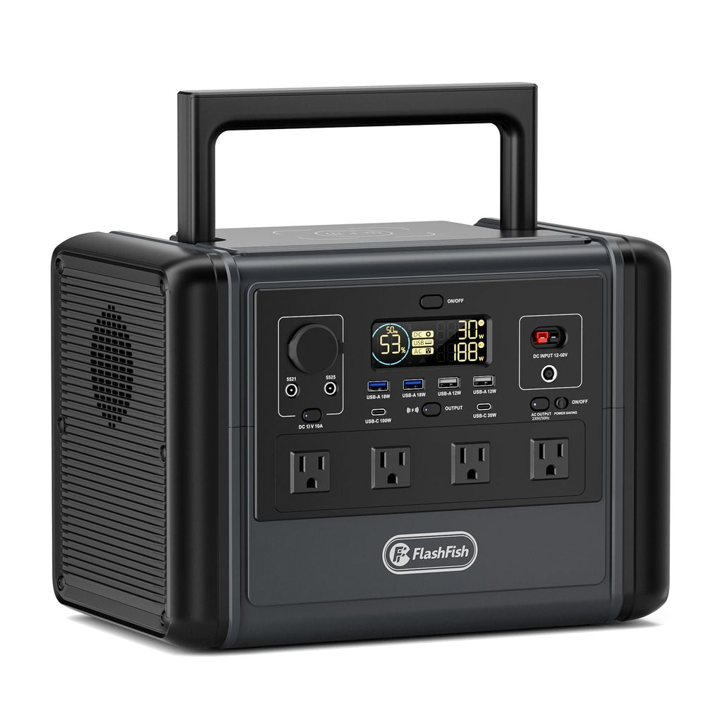 1200W Portable Power Station 968Wh LiFePO4 Solar Generator with 4 AC Outlets, FlashFish, DOBA-PS1200