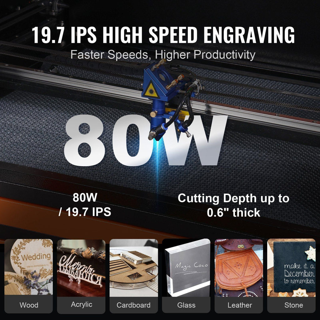 80W CO2 Laser Engraver 20" x 28" with Air Assist & Digital Controller, VEVOR, DOBA-LC80