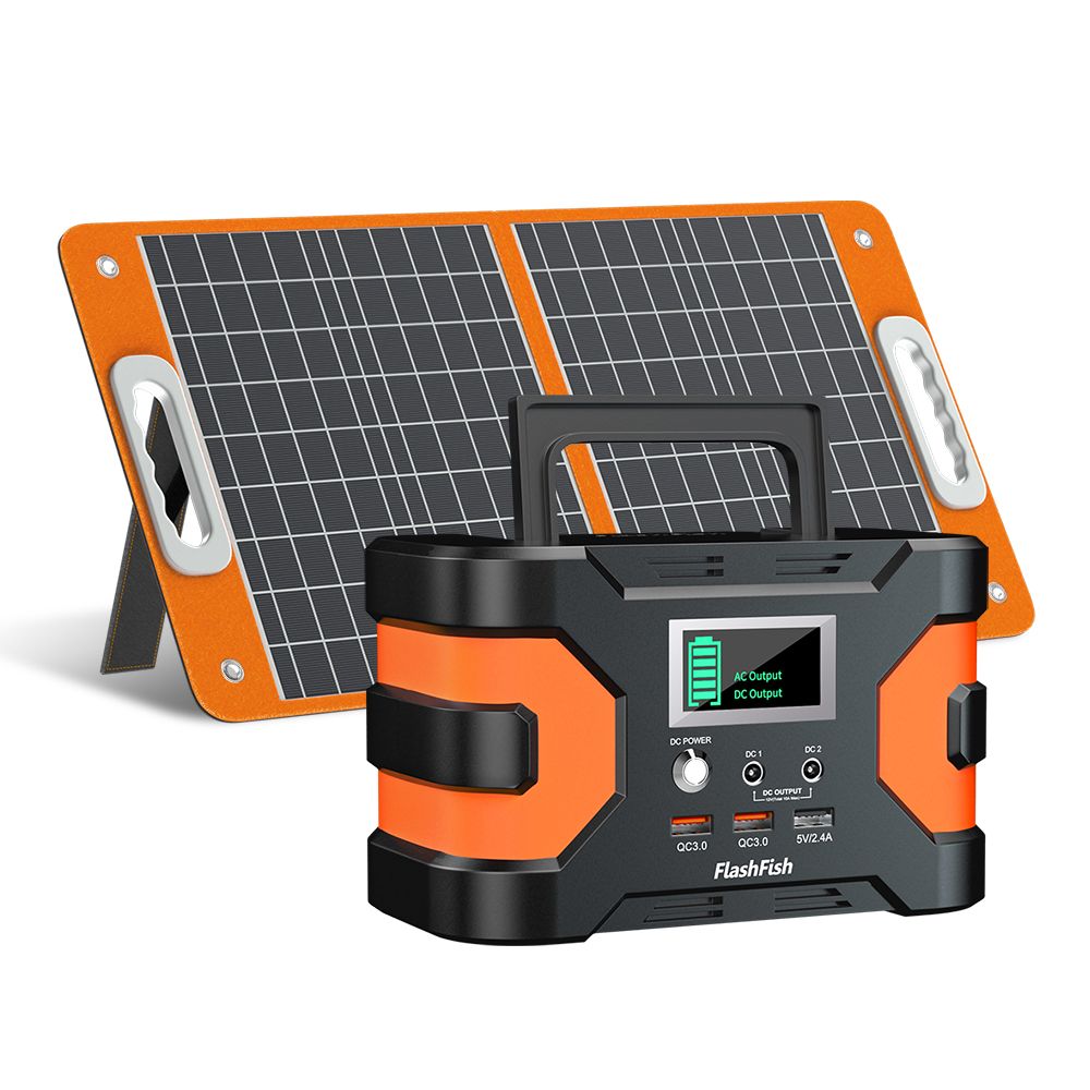 200W Portable Power Station 166Wh with 60W Solar Panel, FlashFish, DOBA-PS200W