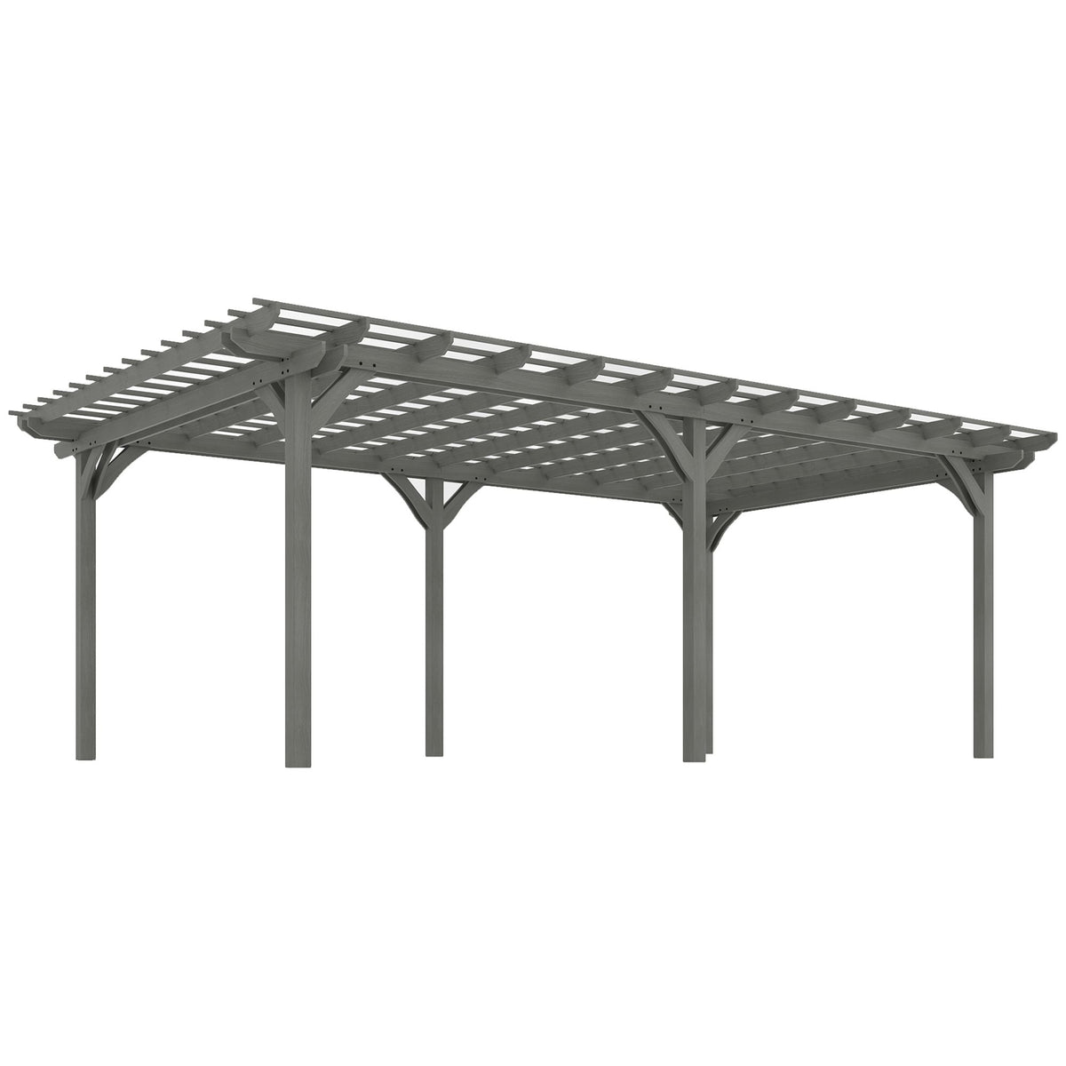 12' x 20' Wooden Pergola Gazebo with Grape Trellis for Climbing Plants, Gray, Outsunny, DOBA-PG1220