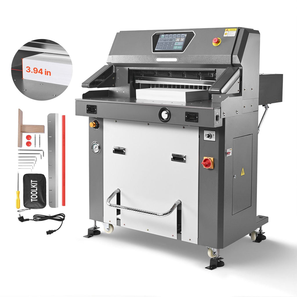 Electric Paper Cutter, Metal Hydraulic Paper Cutter Machine, 26 inch Cutting Width, 3.94 inch Cutting Thickness, Large Size Electric Guillotine Trimmer with Infrared Function and Spare Blade