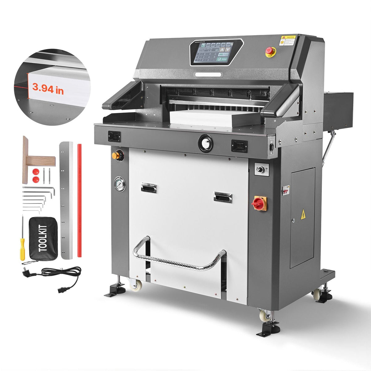 Electric Paper Cutter, Metal Hydraulic Paper Cutter Machine, 26 inch Cutting Width, 3.94 inch Cutting Thickness, Large Size Electric Guillotine Trimmer with Infrared Function and Spare Blade