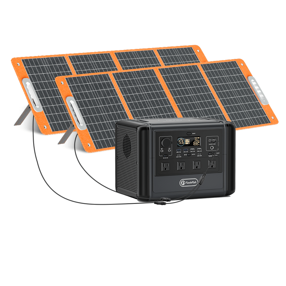 1200W Portable Power Station 968Wh LiFePO4 Solar Generator with 4 AC Outlets, FlashFish, DOBA-PS1200