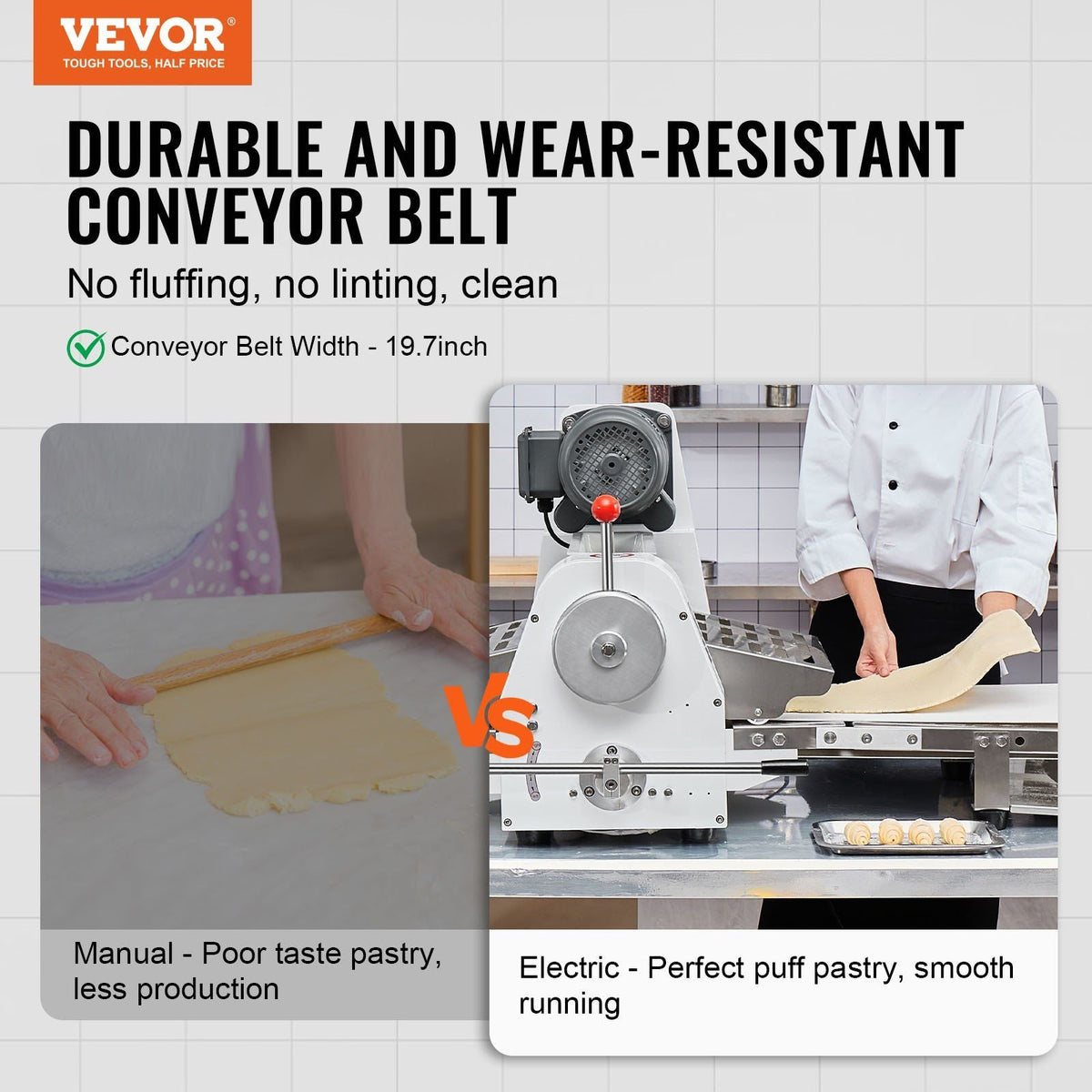 19.7" Commercial Electric Dough Sheeter, Dough Roller Pastry Press Machine for Bakeries & Restaurants, DOBA-DS197