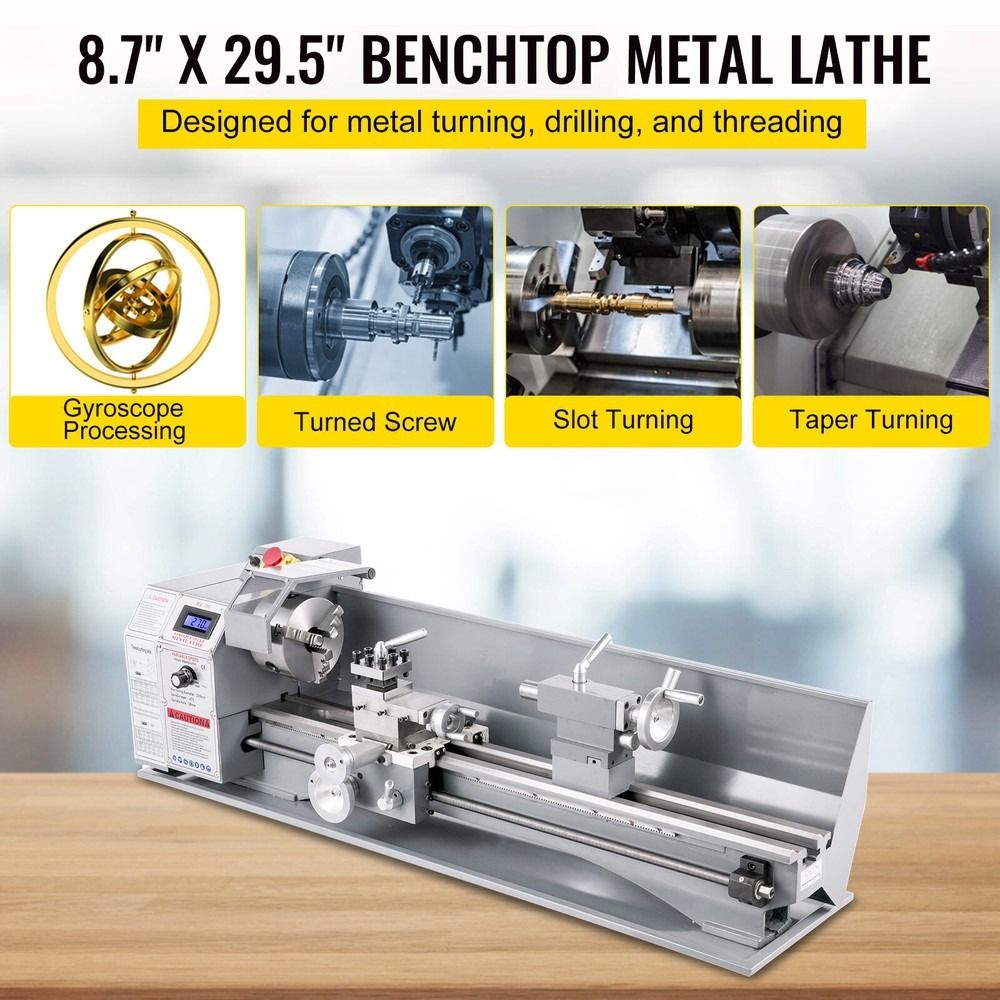 Mini Metal Lathe 8.7" x 29.5" 1100W Variable Speed 110V with Metal Gears, DOBA-ML8729
