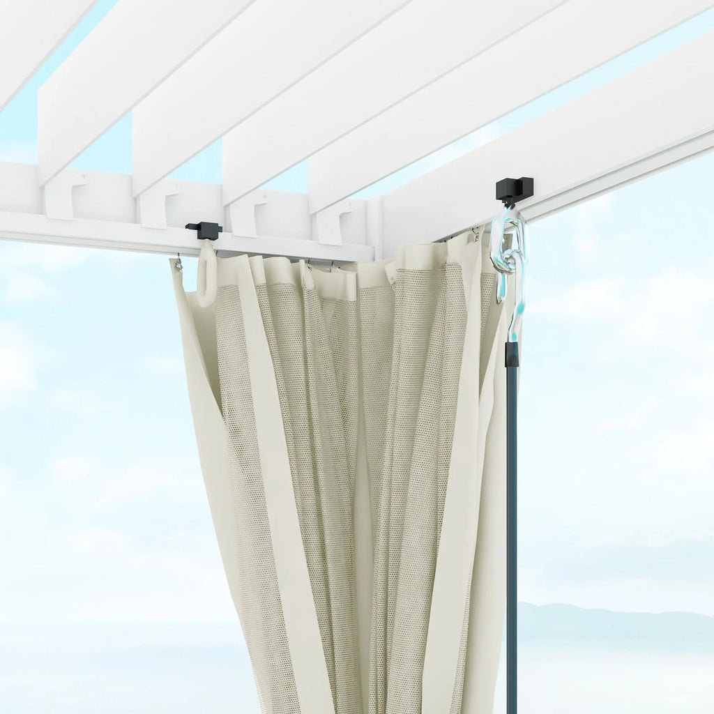 12' x 19' Aluminum Pergola, 2 Adjustable Louvred Roofs, Curtains & Nettings, UV-Fighting & Waterproof, DOBA-PC1219