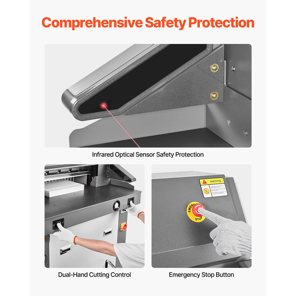 Electric Paper Cutter, Metal Hydraulic Paper Cutter Machine, 26 inch Cutting Width, 3.94 inch Cutting Thickness, Large Size Electric Guillotine Trimmer with Infrared Function and Spare Blade