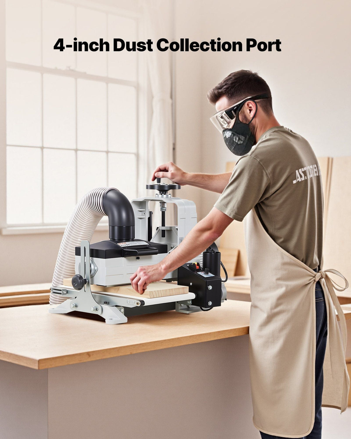 10" Benchtop Drum Sander, 1HP Dual Motor with Variable Speed Conveyor & Dust Port, VEVOR, DOBA-DS101