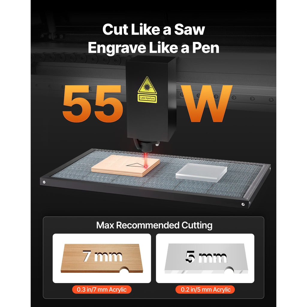 55W CO2 Laser Engraver, 20 x 12 in, Desktop CO2 Laser Engraver and Cutter Machine with 16MP Camera, Water Pump, Rotary Axis, Compatible with LightBurn CorelDRAW RDWorks, for Wood Acrylic Glass