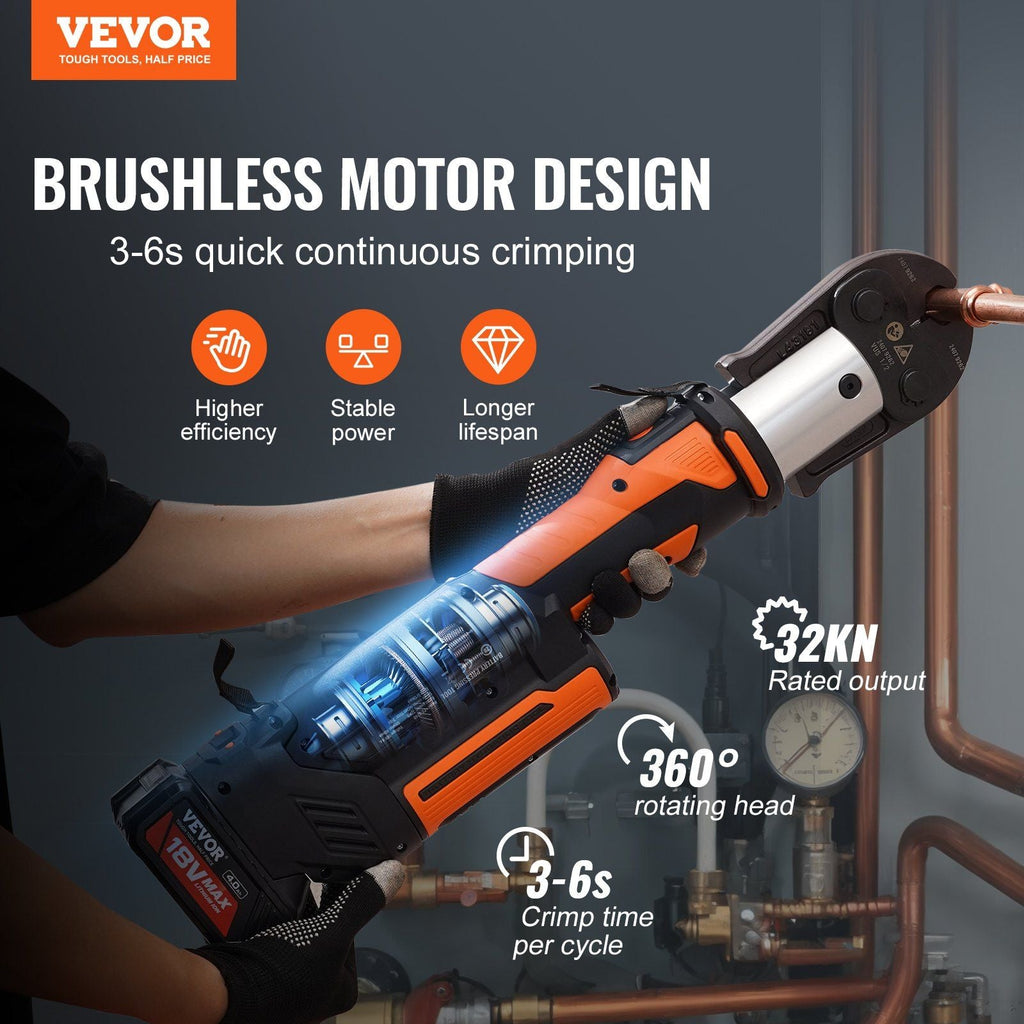 Pro Press Tool Pipe Crimping Kit, Cordless Battery Press Tool with 6 Interchangeable Jaws, DOBA-PPT6