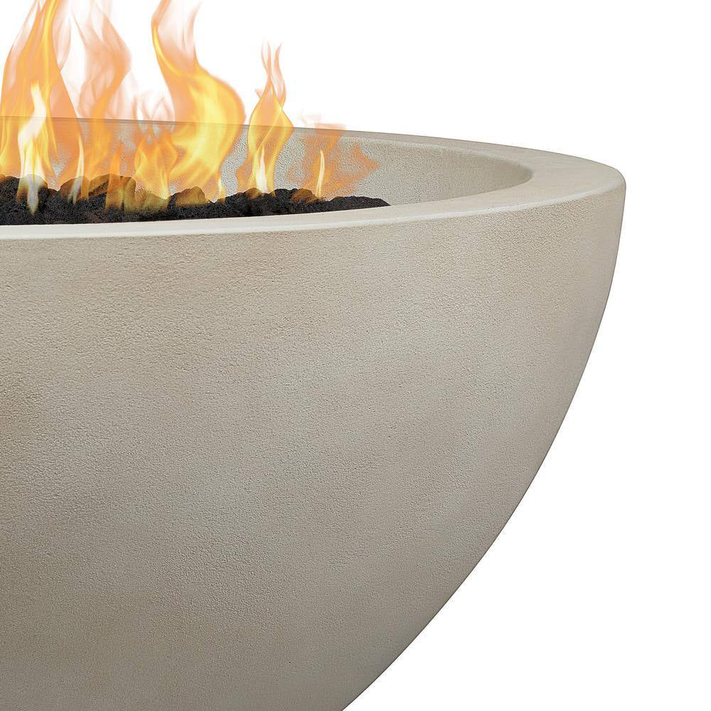 Jensen Co, Pompton 42 In. round Concrete Composite Propane Fire Pit in Fog with Vinyl Cover