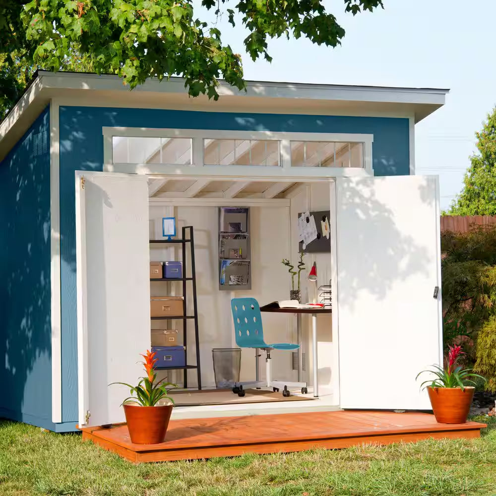 Do-It Yourself 10 Ft. X 7.5 Ft. Modern Lean-To Wood Garden Shed Storage W/ Floor, Windows, and Lock (75 Sq. Ft.)