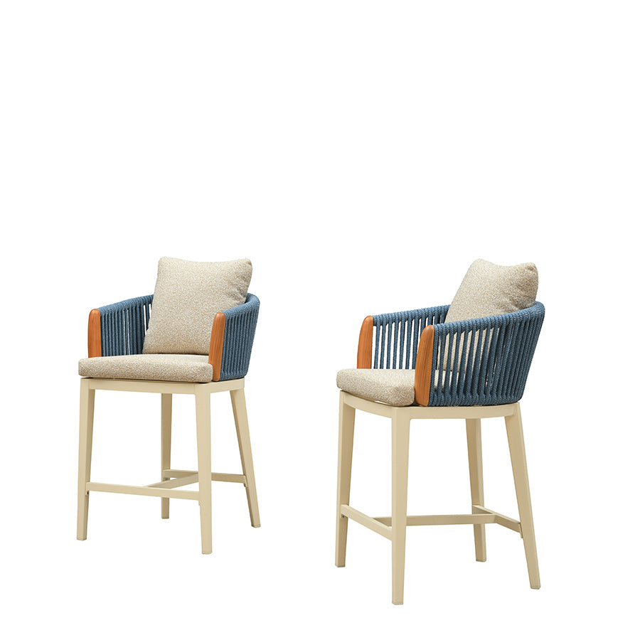 PURPLE LEAF Hailar Outdoor Bar Stools Chair Modern Rattan Bar Stool with Back and Cushion for Balcony, Indoor or Outdoor, Kitchen Island