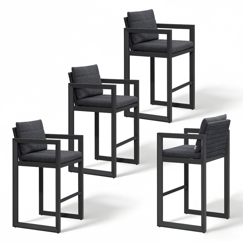 PURPLE LEAF Caesar Bar Stools Modern Aluminum Barstools with Stainless Removable Cushion for Kitchen Outside Island Backyard