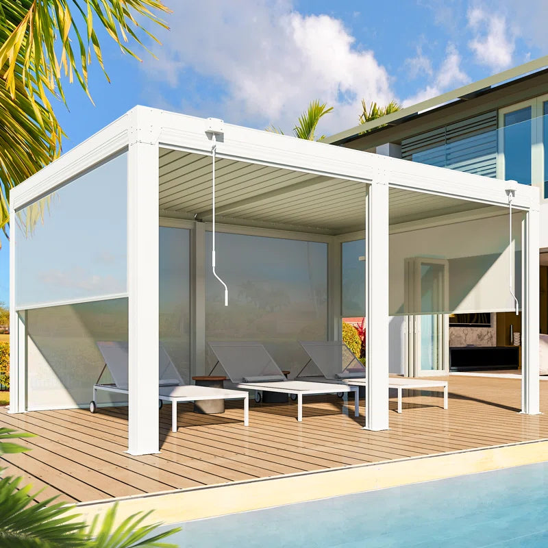 Erommy Aluminum Louvered Pergola, Outdoor Pergola with Adjustable Louvered Roof