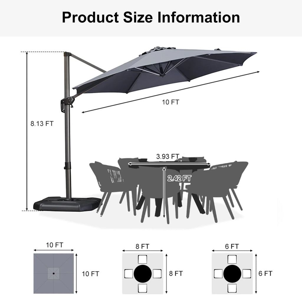 PURPLE LEAF Affordable Outdoor Umbrella with Base, Round Cantilever Umbrella for Garden