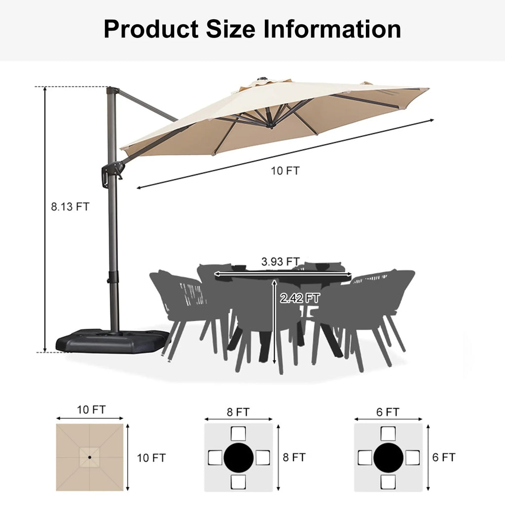 PURPLE LEAF Affordable Outdoor Umbrella with Base, Round Cantilever Umbrella for Garden
