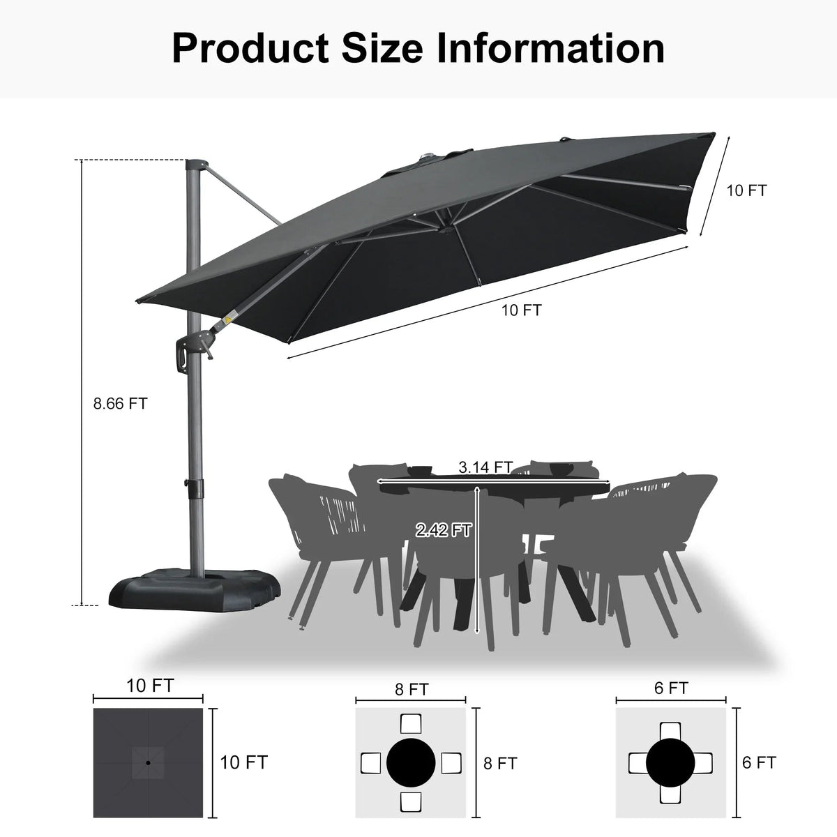 PURPLE LEAF Affordable Patio Umbrella with Base, Square and Rectangular Outdoor Umbrella