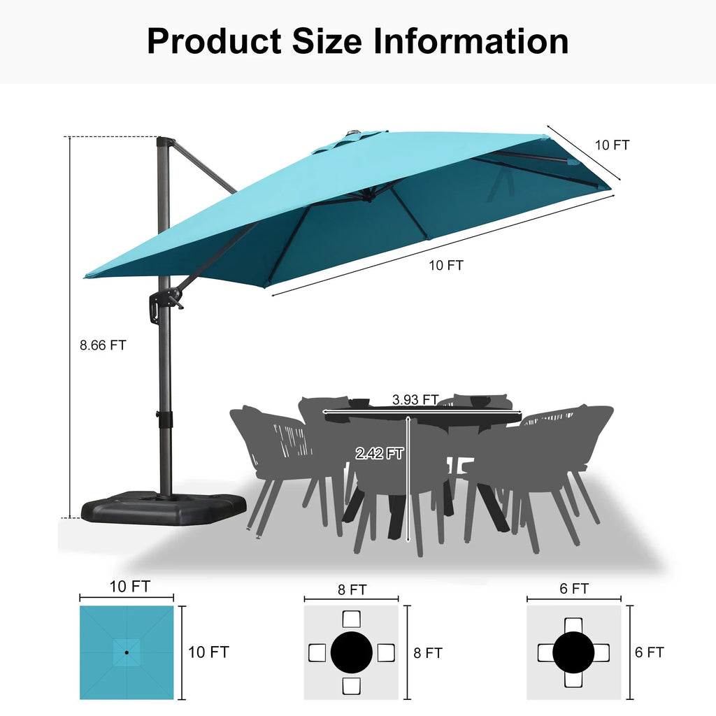 PURPLE LEAF Affordable Patio Umbrella with Base, Square and Rectangular Outdoor Umbrella