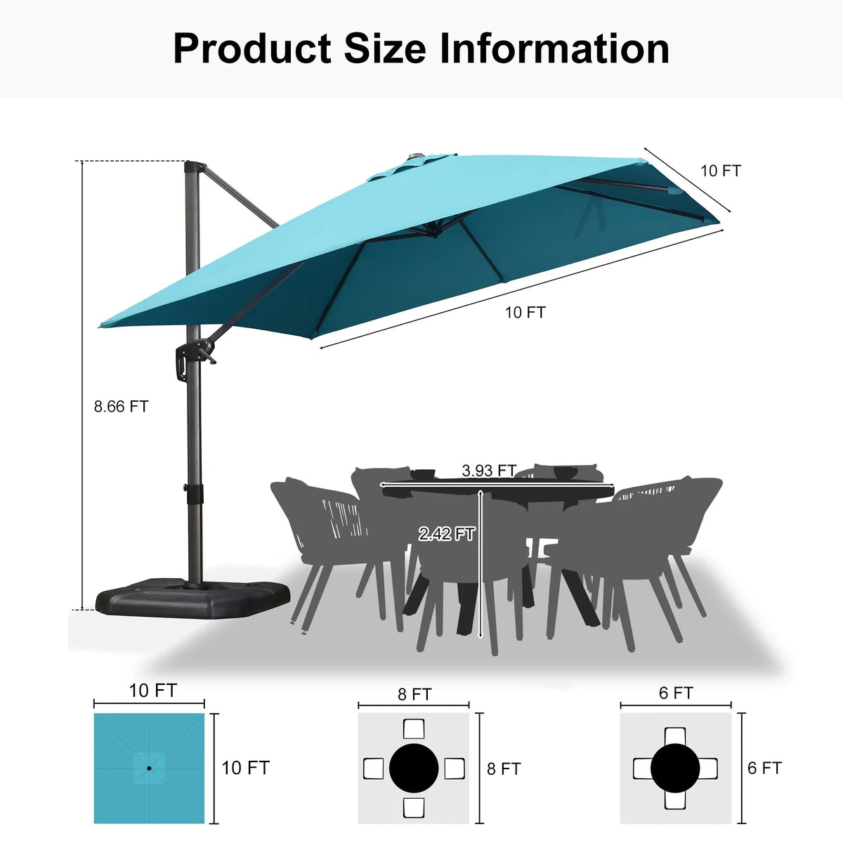 PURPLE LEAF Affordable Patio Umbrella with Base, Square and Rectangular Outdoor Umbrella