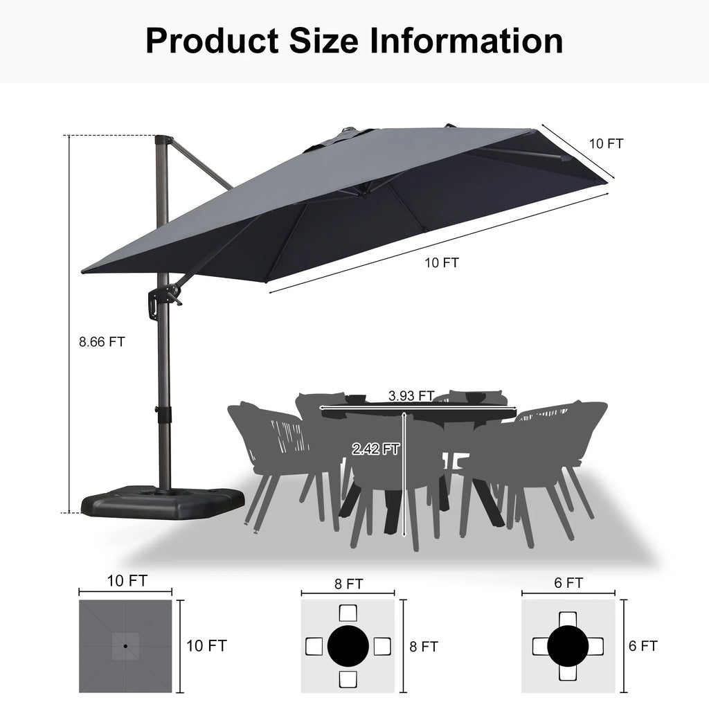 PURPLE LEAF Affordable Patio Umbrella with Base, Square and Rectangular Outdoor Umbrella