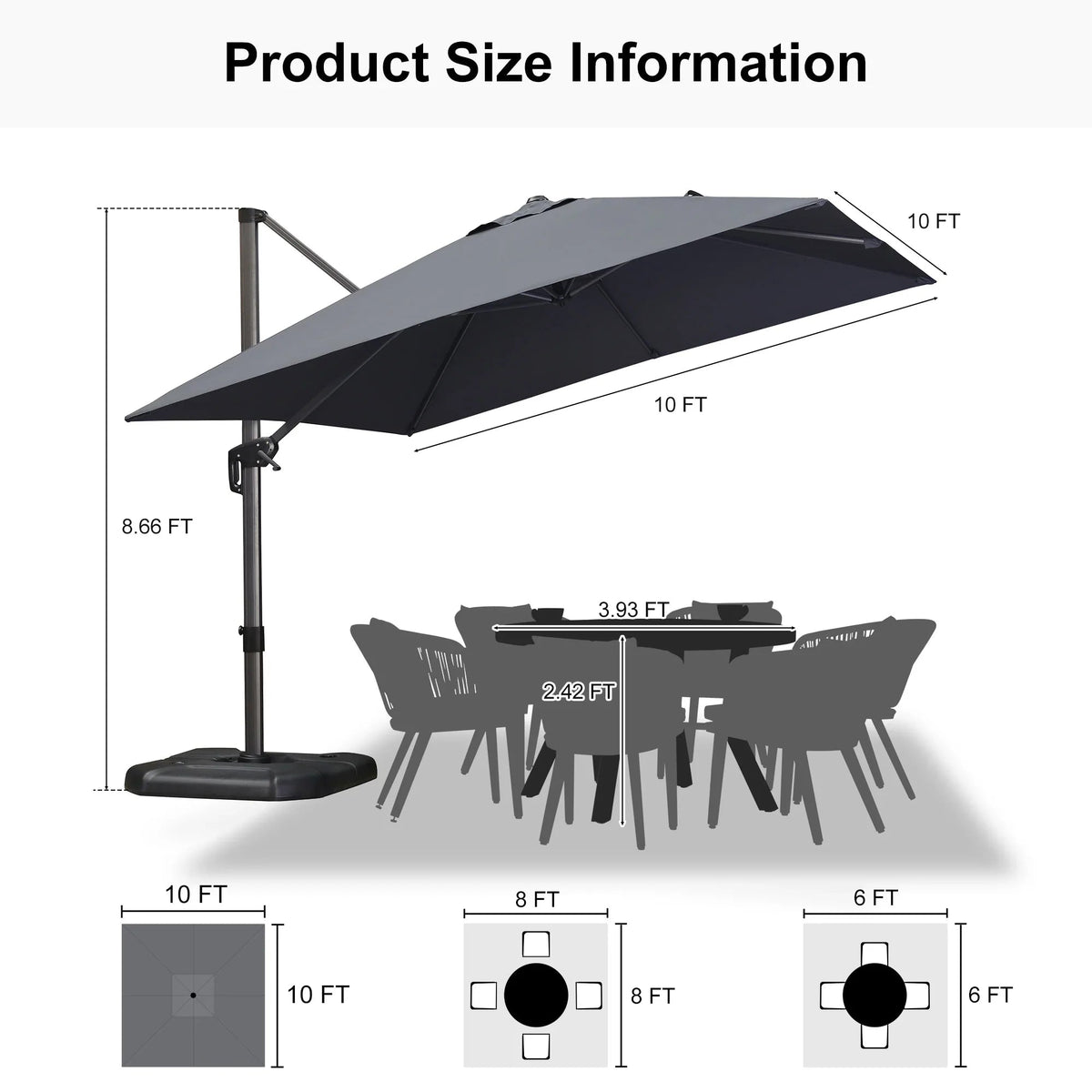 PURPLE LEAF Affordable Patio Umbrella with Base, Square and Rectangular Outdoor Umbrella