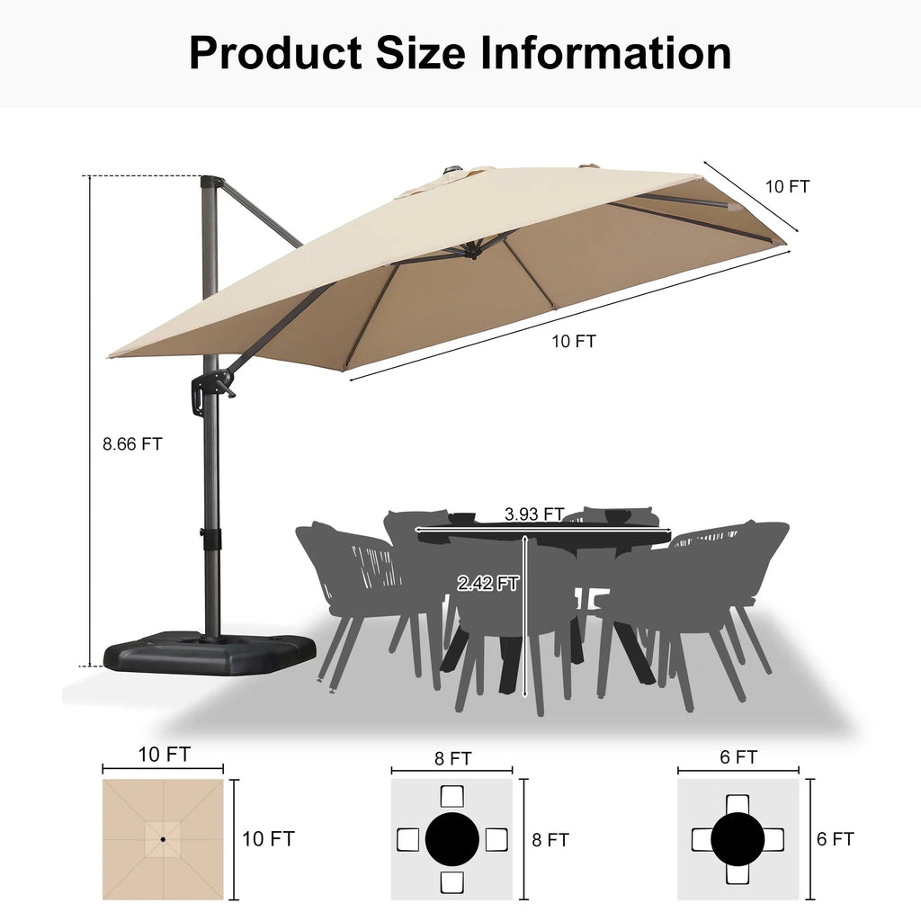 PURPLE LEAF Affordable Patio Umbrella with Base, Square and Rectangular Outdoor Umbrella