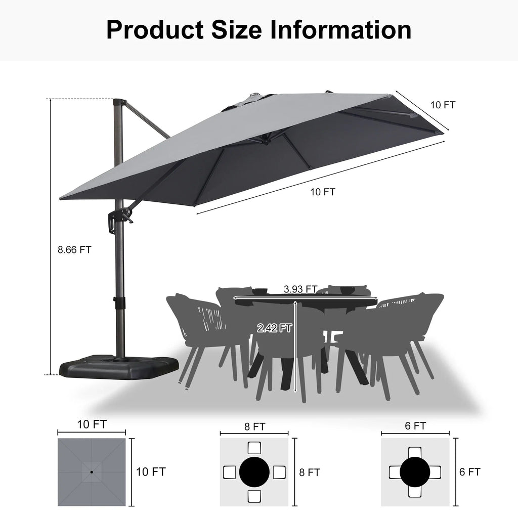 PURPLE LEAF Affordable Patio Umbrella with Base, Square and Rectangular Outdoor Umbrella