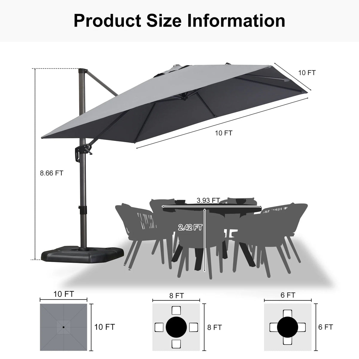 PURPLE LEAF Affordable Patio Umbrella with Base, Square and Rectangular Outdoor Umbrella