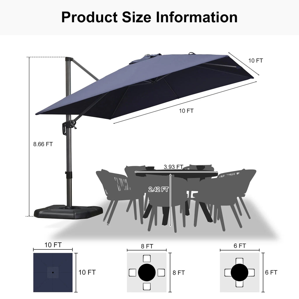 PURPLE LEAF Affordable Patio Umbrella with Base, Square and Rectangular Outdoor Umbrella
