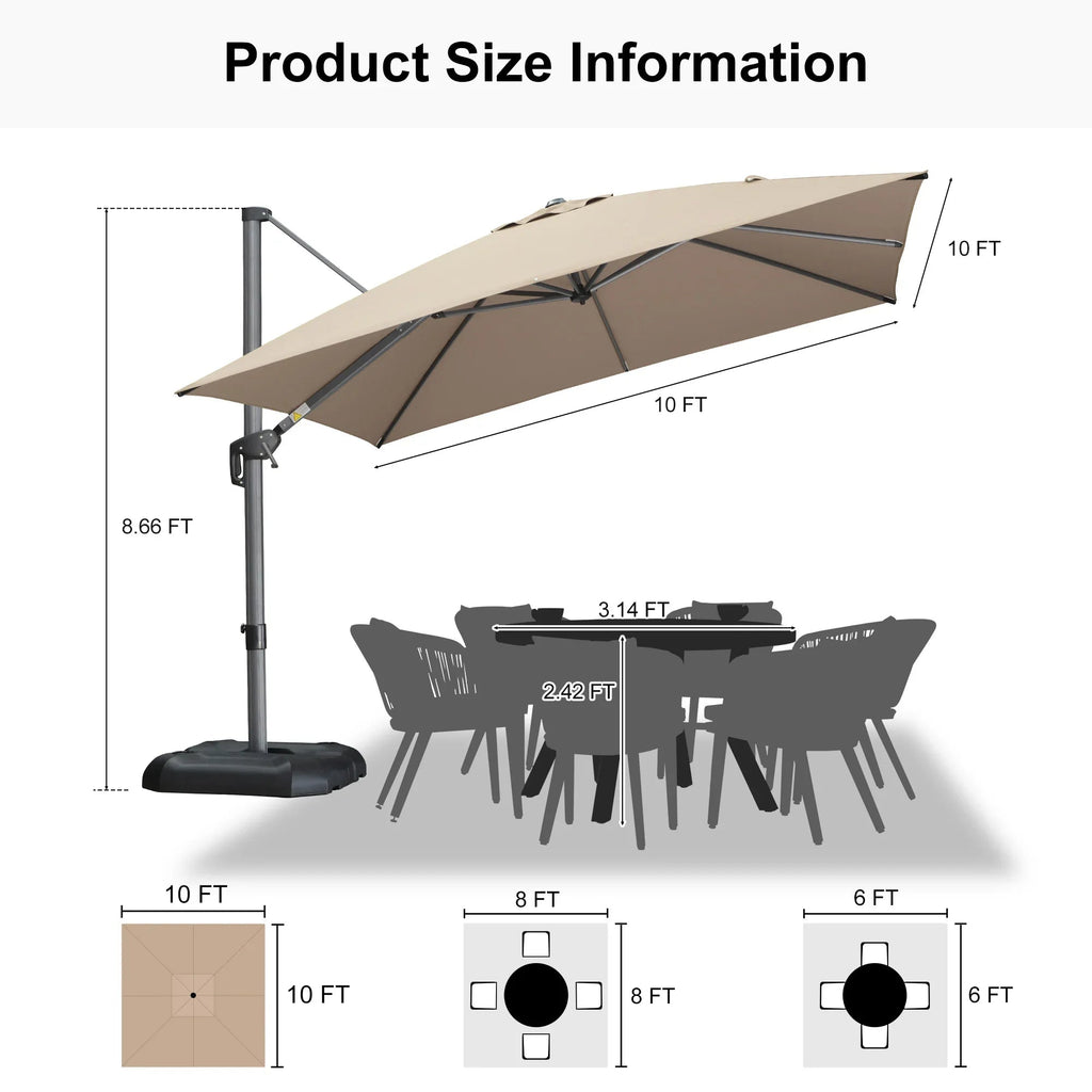 PURPLE LEAF Affordable Patio Umbrella with Base, Square and Rectangular Outdoor Umbrella