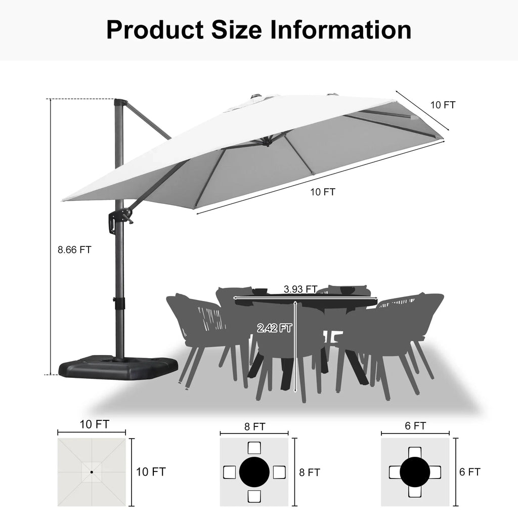 PURPLE LEAF Affordable Patio Umbrella with Base, Square and Rectangular Outdoor Umbrella