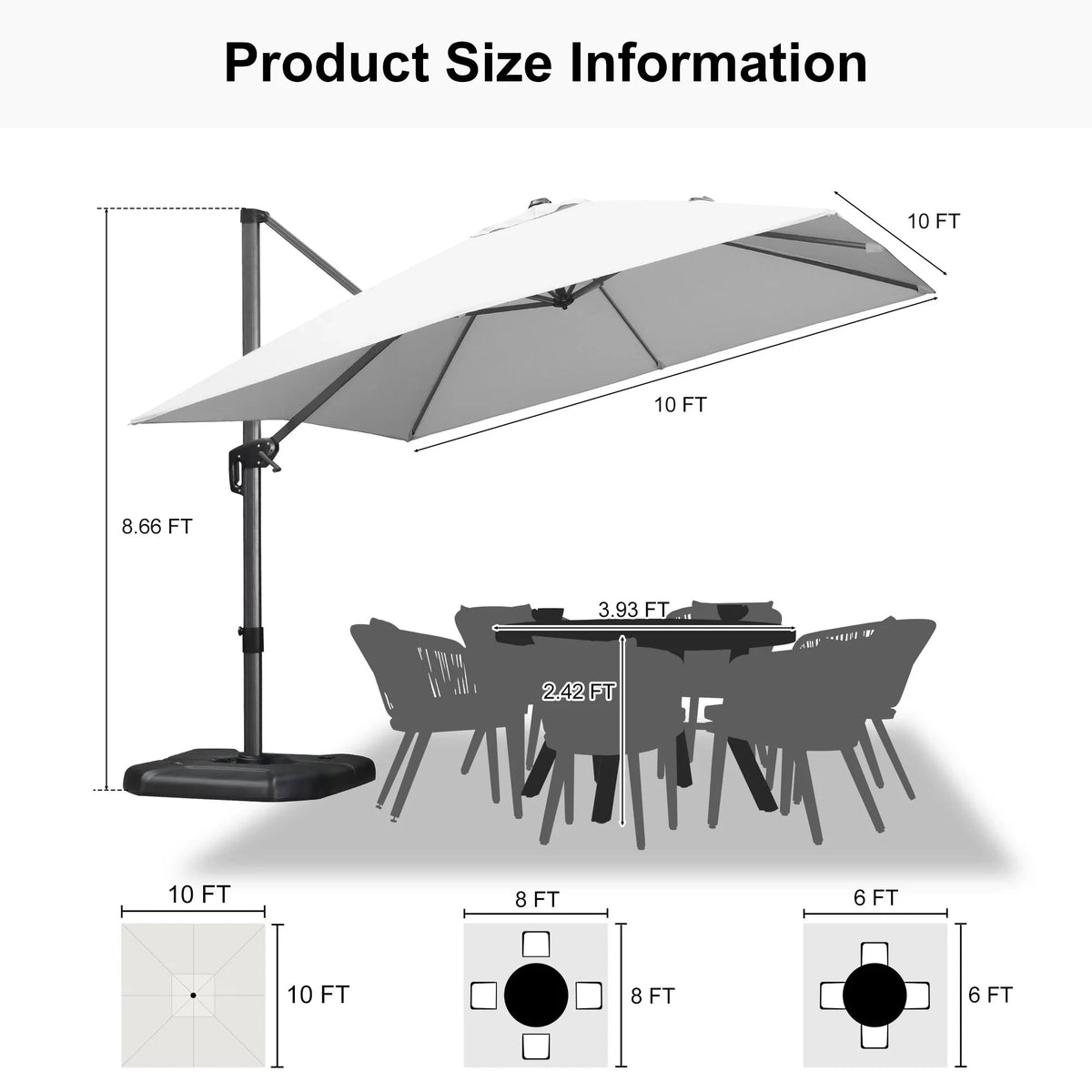 PURPLE LEAF Affordable Patio Umbrella with Base, Square and Rectangular Outdoor Umbrella