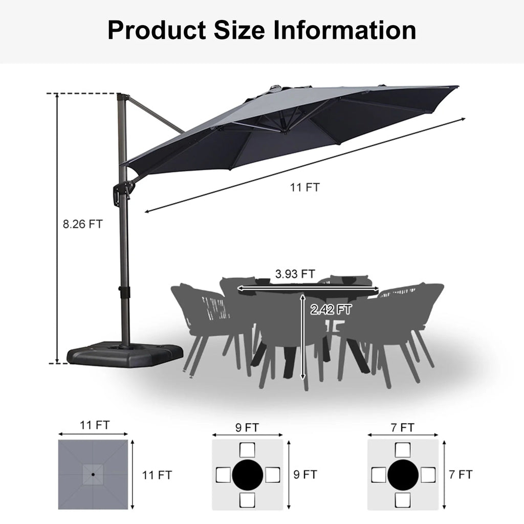 PURPLE LEAF Affordable Outdoor Umbrella with Base, Round Cantilever Umbrella for Garden
