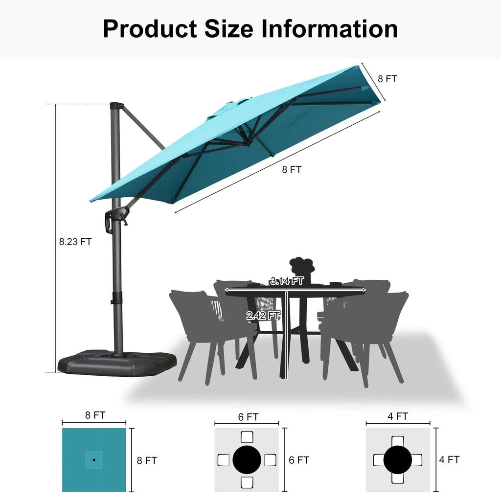 PURPLE LEAF Affordable Patio Umbrella with Base, Square and Rectangular Outdoor Umbrella