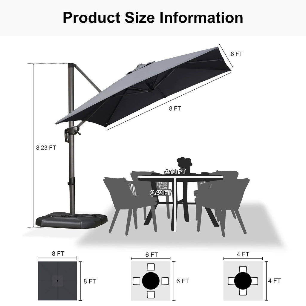 PURPLE LEAF Affordable Patio Umbrella with Base, Square and Rectangular Outdoor Umbrella