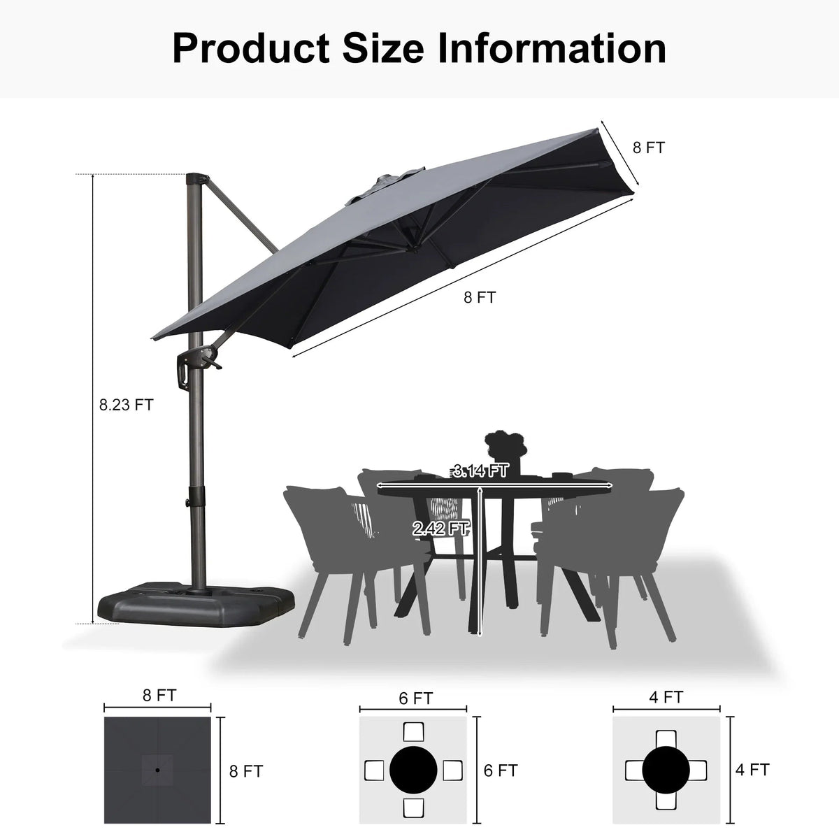 PURPLE LEAF Affordable Patio Umbrella with Base, Square and Rectangular Outdoor Umbrella