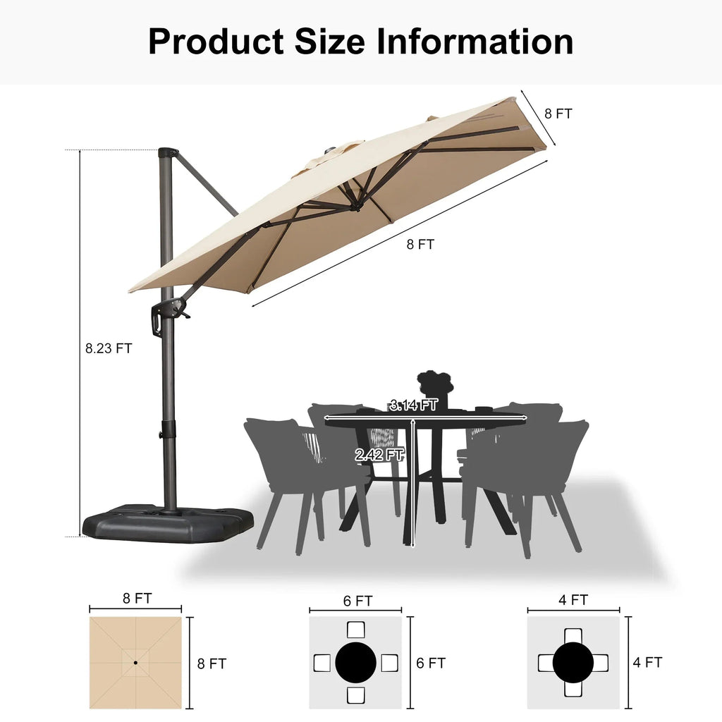 PURPLE LEAF Affordable Patio Umbrella with Base, Square and Rectangular Outdoor Umbrella