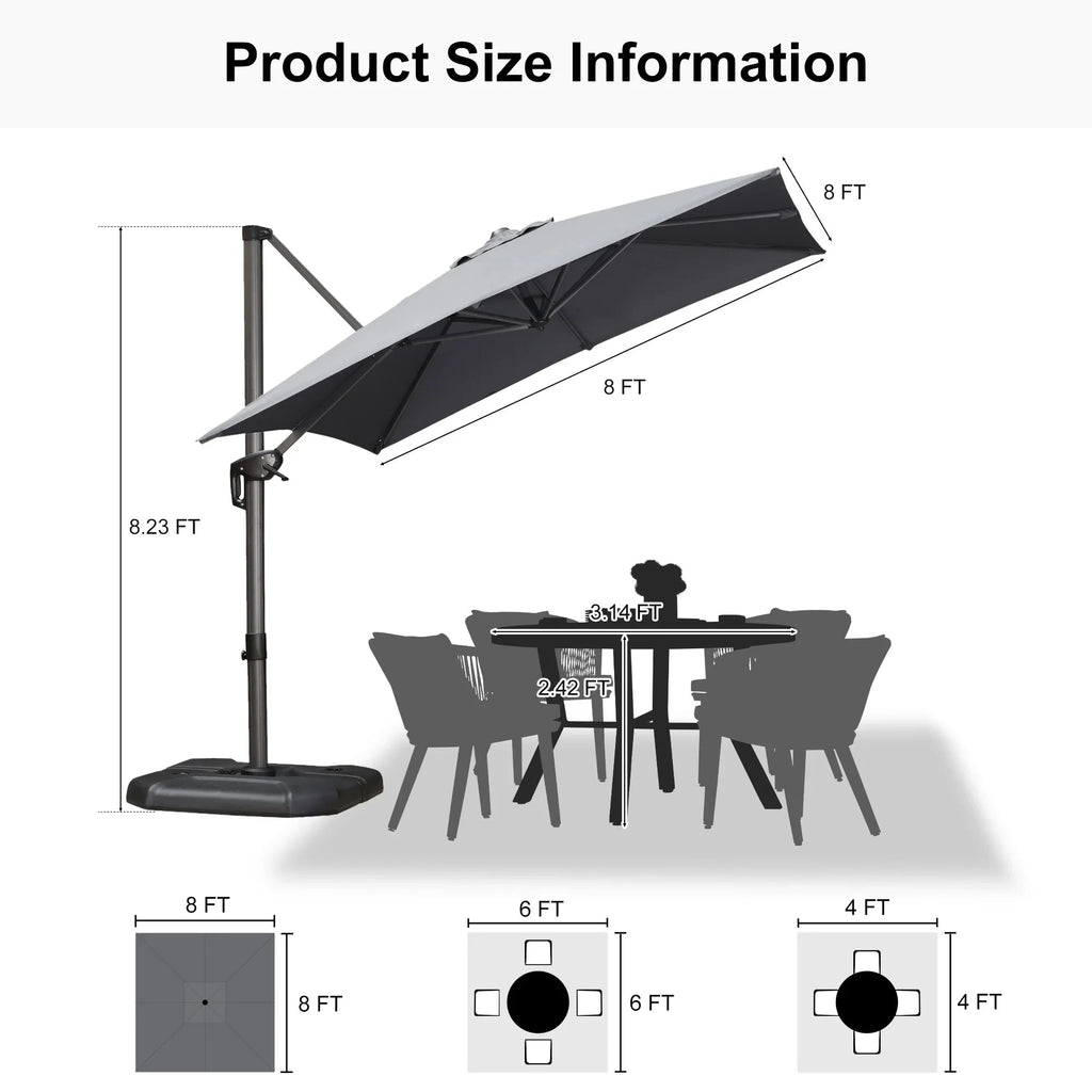 PURPLE LEAF Affordable Patio Umbrella with Base, Square and Rectangular Outdoor Umbrella