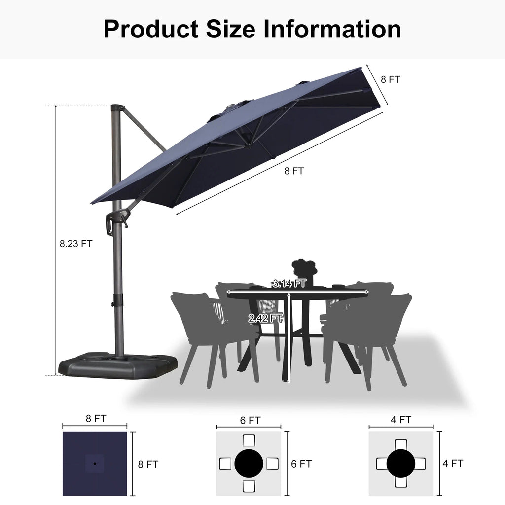 PURPLE LEAF Affordable Patio Umbrella with Base, Square and Rectangular Outdoor Umbrella