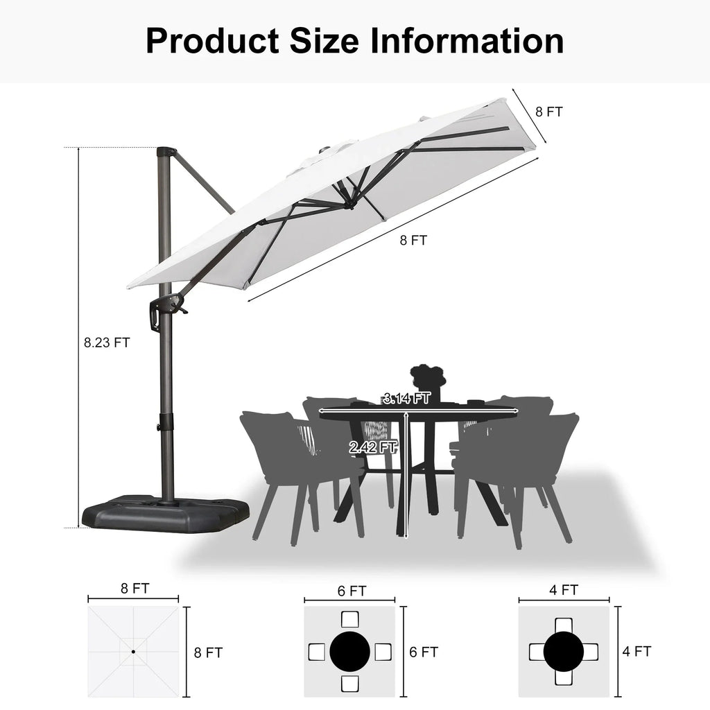 PURPLE LEAF Affordable Patio Umbrella with Base, Square and Rectangular Outdoor Umbrella
