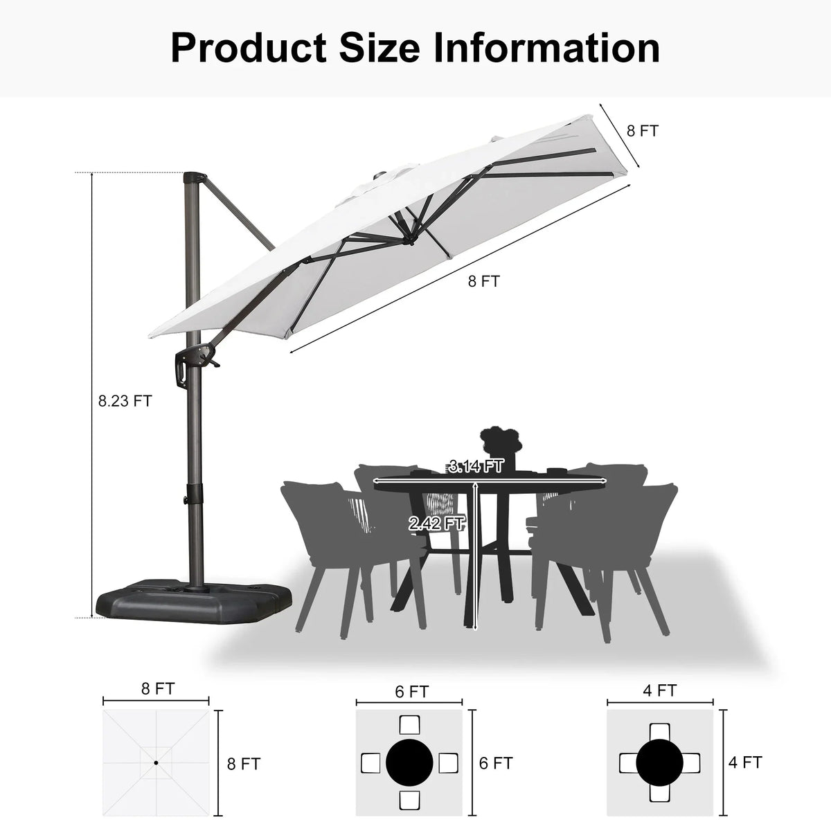 PURPLE LEAF Affordable Patio Umbrella with Base, Square and Rectangular Outdoor Umbrella