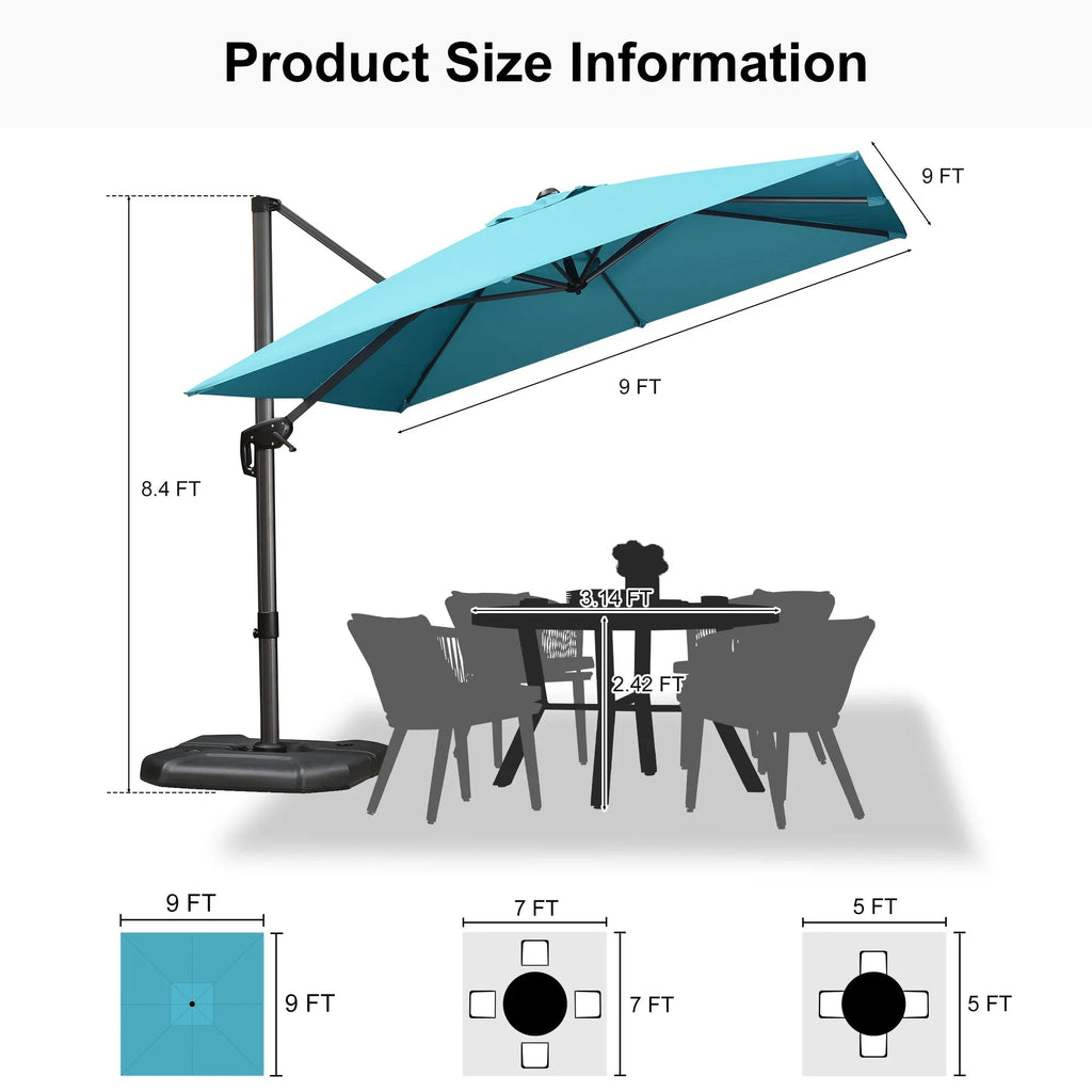 PURPLE LEAF Affordable Patio Umbrella with Base, Square and Rectangular Outdoor Umbrella